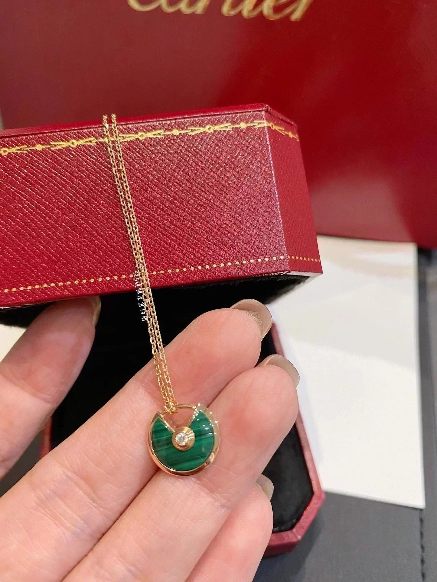 [RAFFINE]AMULETTE ROSE GOLD MALACHITE NECKLACE