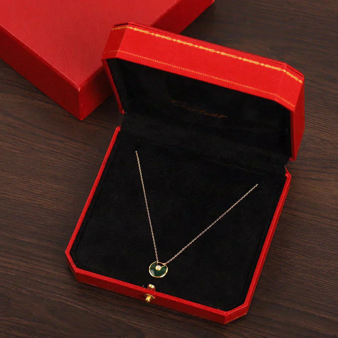 [RAFFINE]AMULETTE GOLD MALACHITE NECKLACE