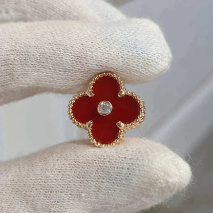[RAFFINE]CLOVER MEDIUM 1 MOTIFS CARNELIAN  DIAMOND earrings