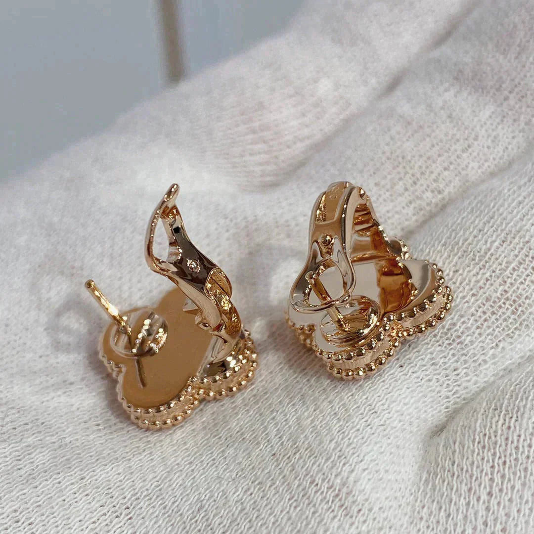 [RAFFINE]CLOVER MEDIUM 1 MOTIFS CARNELIAN  DIAMOND earrings
