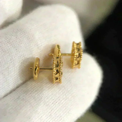 [RAFFINE]CLOVER MINI 9.5MM MALACHITE  EARRINGS