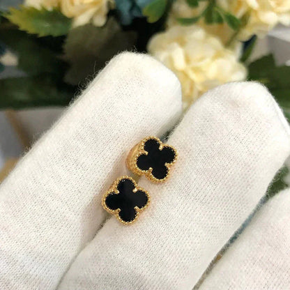 [RAFFINE]CLOVER MINI 9.5MM BLACK MOP EARRINGS