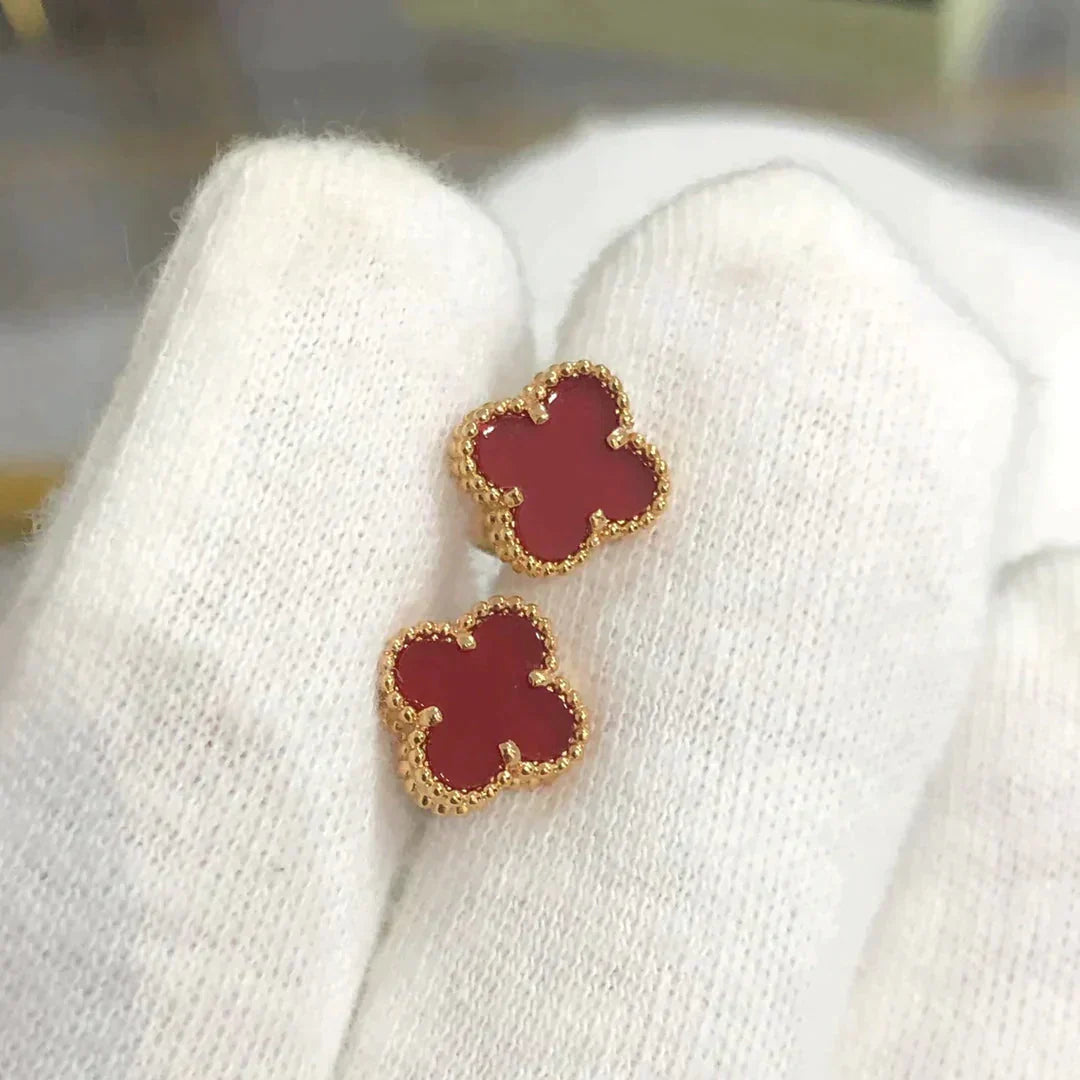 [RAFFINE]CLOVER MINI 9.5MM CARNELIAN EARRINGS