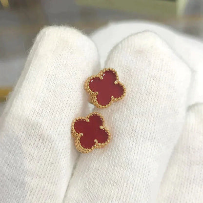 [RAFFINE]CLOVER MINI 9.5MM CARNELIAN EARRINGS