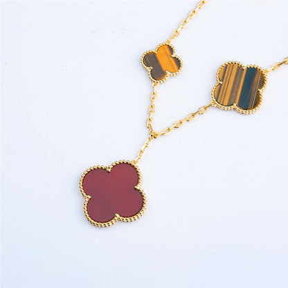 [RAFFINE]CLOVER BRACELET 5 MOTIFS CARNELIAN TIGER EYE
