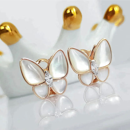 [RAFFINE]BUTTERFLY MOP DIAMOND EARRINGS