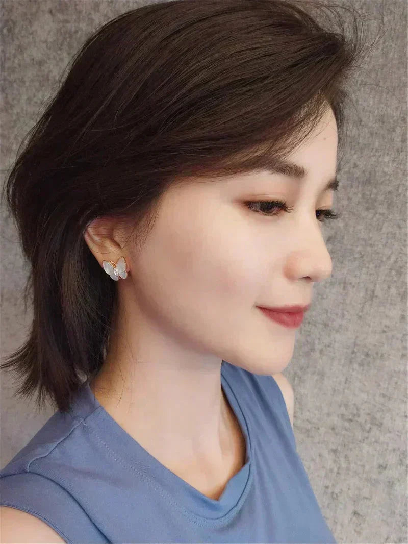 [RAFFINE]BUTTERFLY MOP DIAMOND EARRINGS