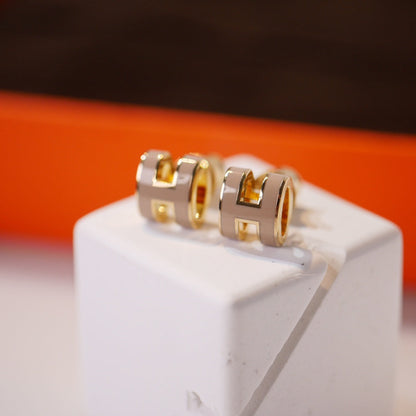 [RAFFINE]MINI POP H GOLD EARRINGS GREY