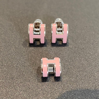 [RAFFINE]MINI POP H SILVER EARRINGS PINK