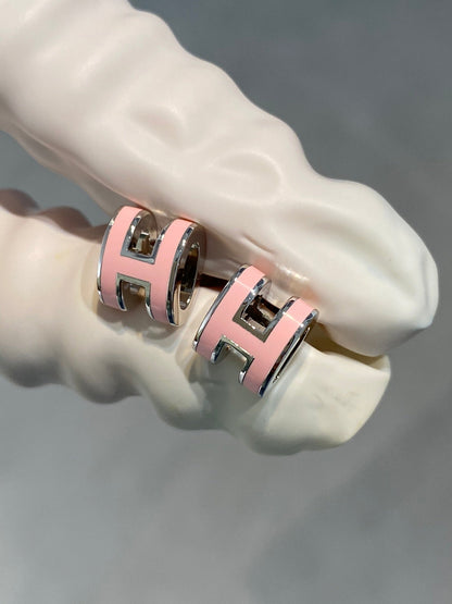 [RAFFINE]MINI POP H SILVER EARRINGS PINK