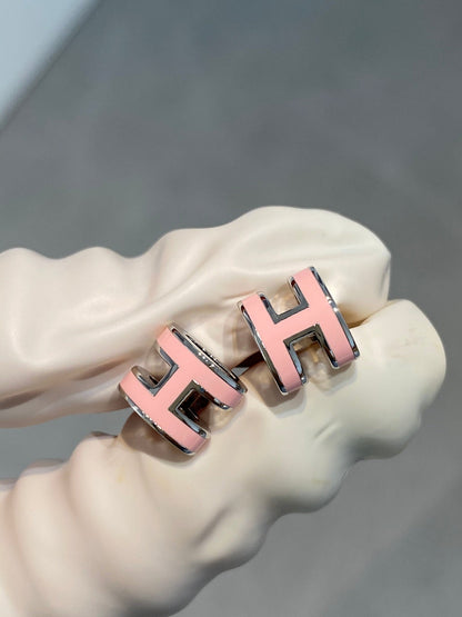 [RAFFINE]MINI POP H SILVER EARRINGS PINK