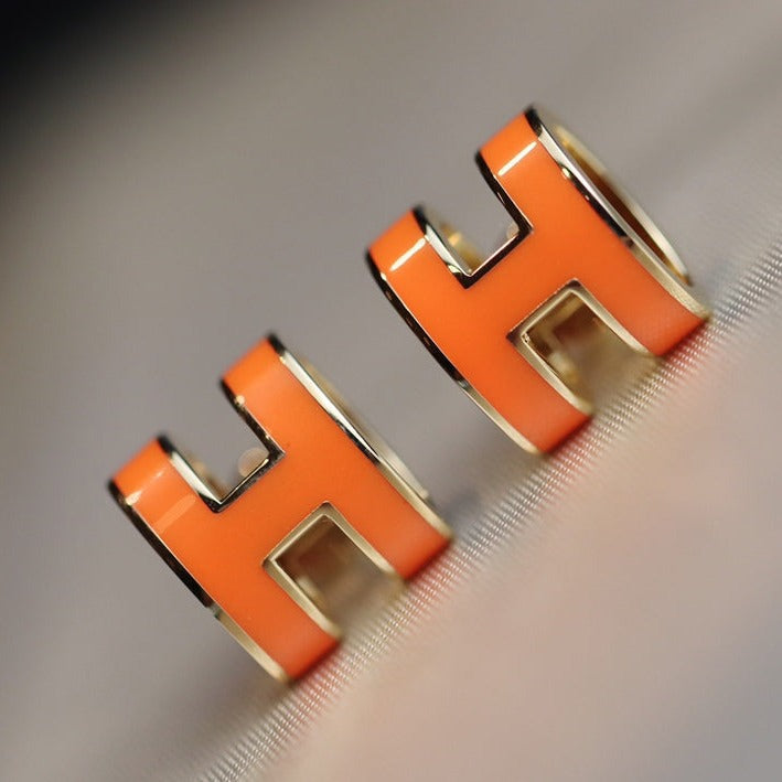 [RAFFINE]MINI POP H EARRINGS ORANGE