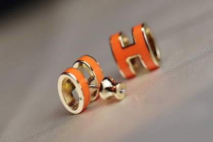 [RAFFINE]MINI POP H EARRINGS ORANGE