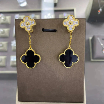 [RAFFINE]CLOVER  2 MOTIFS  DIAMOND  EARRINGS (MULTIPLE CHOICESç´