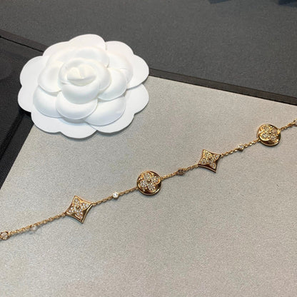 [RAFFINE]STAR AND SUN 4 MOTIFS GOLD DIAMONDS BRACELET