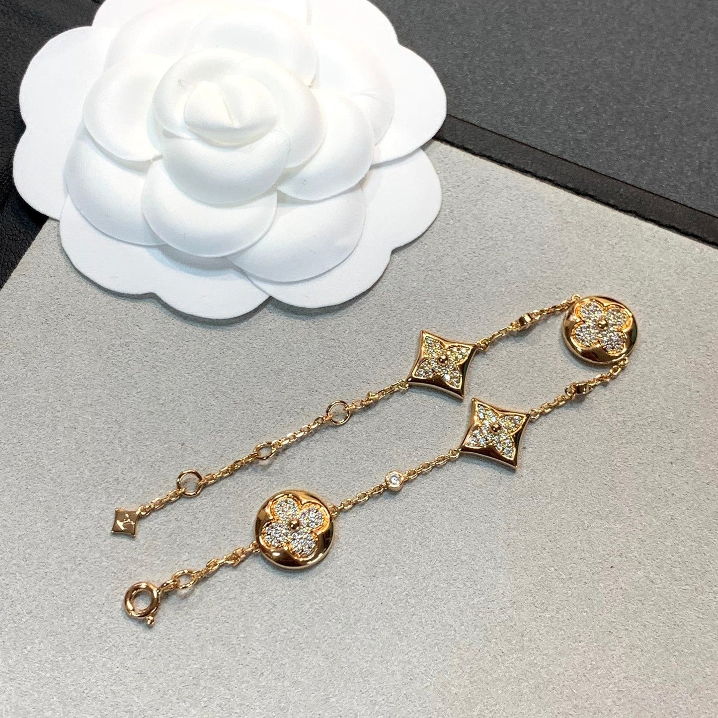 [RAFFINE]STAR AND SUN 4 MOTIFS GOLD DIAMONDS BRACELET