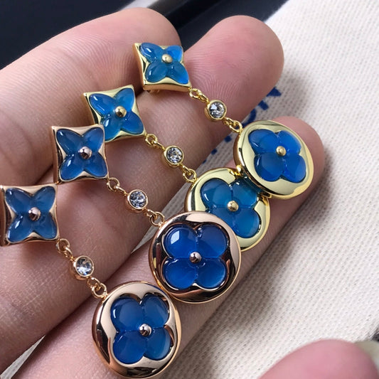 [RAFFINE]STAR AND SUN AGATE DIAMOND EARRINGS