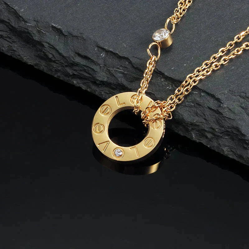 [RAFFINE]LOVE NECKLACE 16MM 2 DIAMONDS
