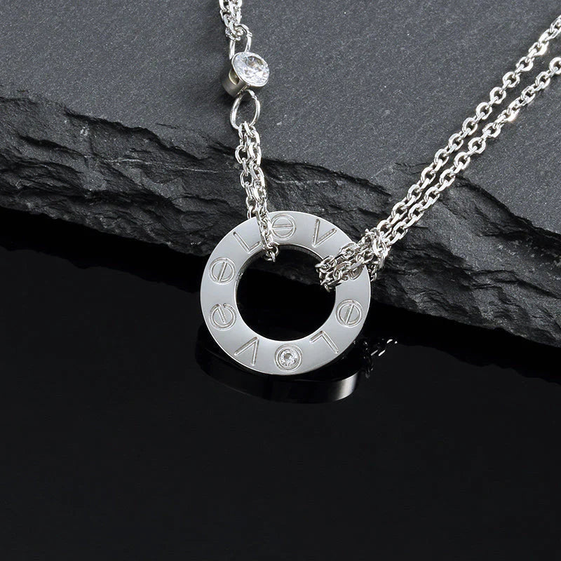 [RAFFINE]LOVE NECKLACE 16MM 2 DIAMONDS