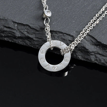 [RAFFINE]LOVE NECKLACE 16MM 2 DIAMONDS