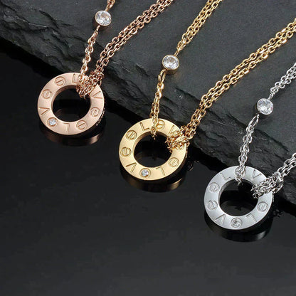 [RAFFINE]LOVE NECKLACE 16MM 2 DIAMONDS