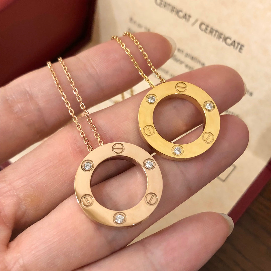[RAFFINE]LOVE NECKLACE 16MM 3 DIAMONDS