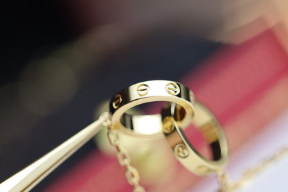 [RAFFINE]LOVE NECKLACE DOUBLE RING GOLD