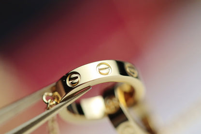 [RAFFINE]LOVE NECKLACE DOUBLE RING GOLD