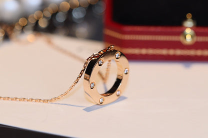 [RAFFINE]LOVE NECKLACE 16MM 6 DIAMONDS PINK GOLD