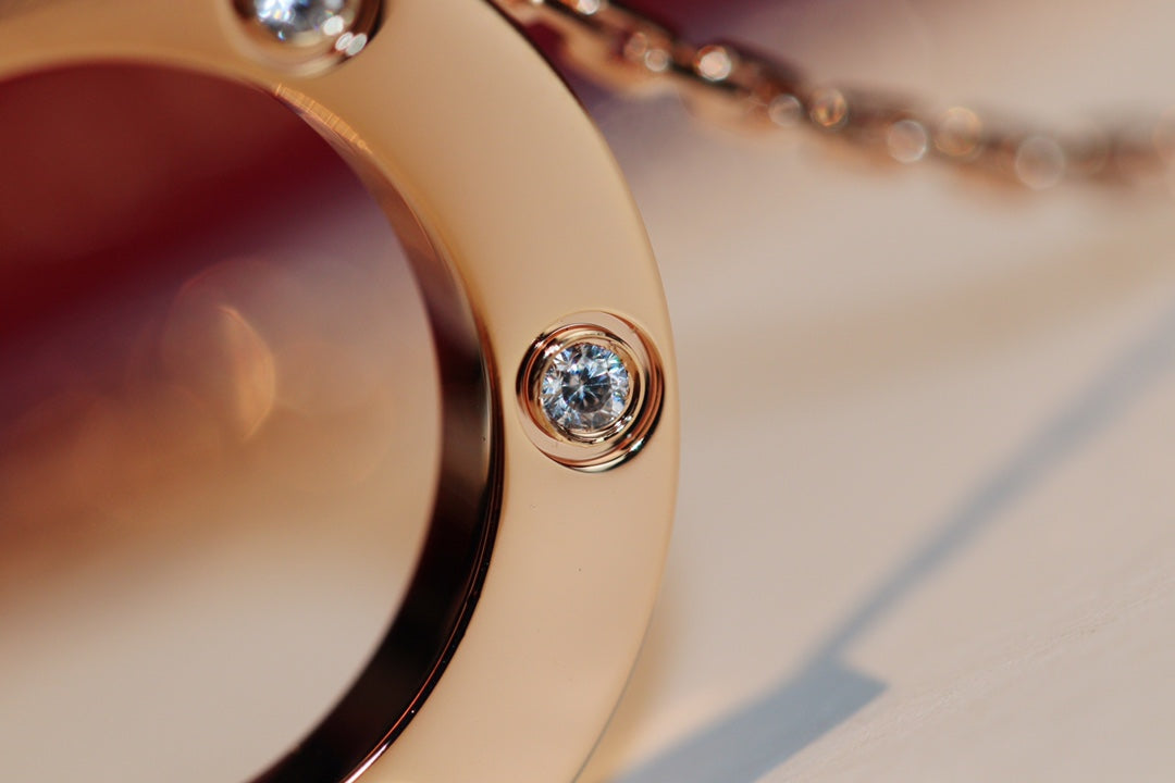 [RAFFINE]LOVE NECKLACE 16MM 6 DIAMONDS PINK GOLD