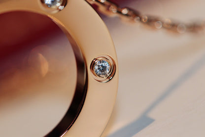 [RAFFINE]LOVE NECKLACE 16MM 6 DIAMONDS PINK GOLD