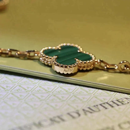 [RAFFINE] CLOVER 5 MOTIF MALACHITE BRACELET COLLECTION