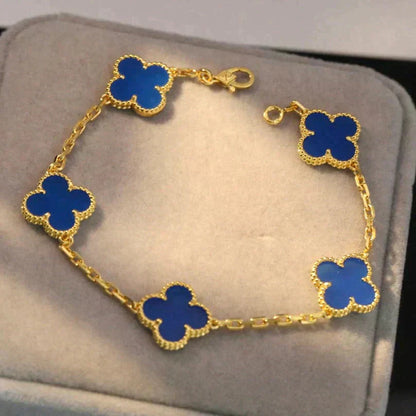 [RAFFINE] CLOVER 5 MOTIF BLUE AGATE BRACELET COLLECTION