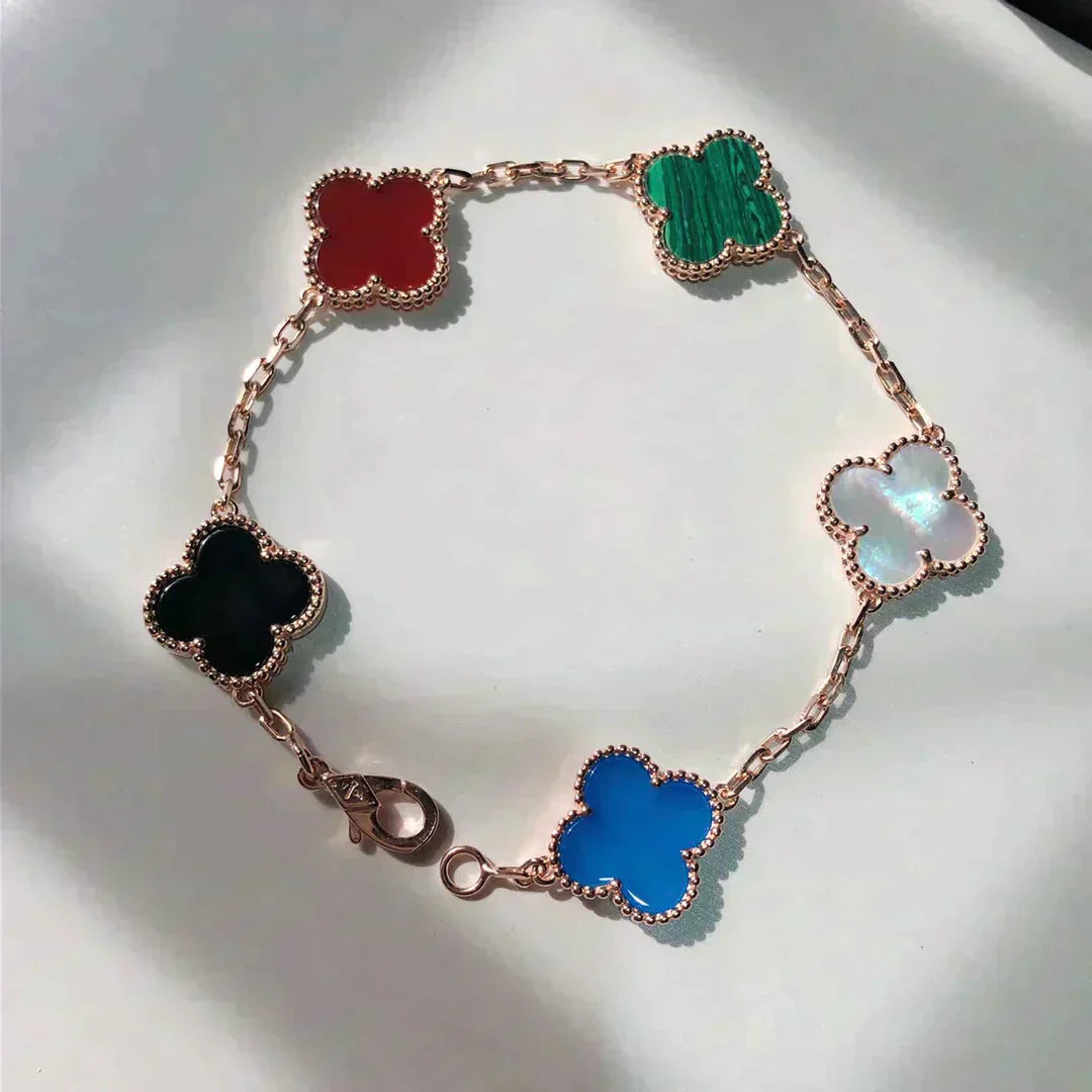 [RAFFINE]CLOVER 5 MOTIFS MULTICOLOR BRACELET
