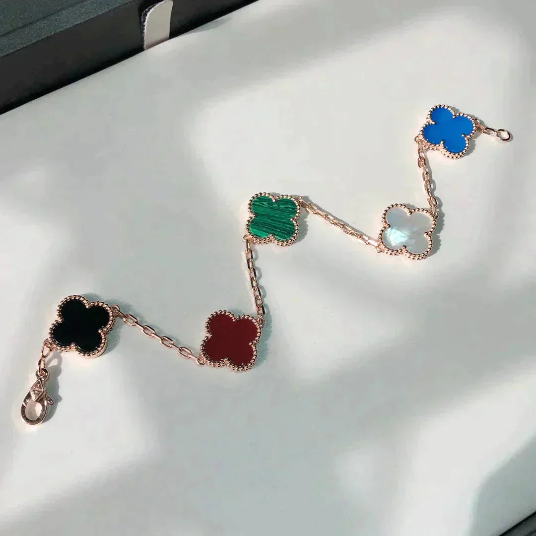 [RAFFINE]CLOVER 5 MOTIFS MULTICOLOR BRACELET