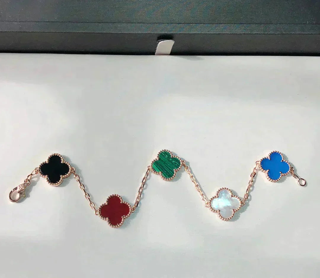 [RAFFINE]CLOVER 5 MOTIFS MULTICOLOR BRACELET