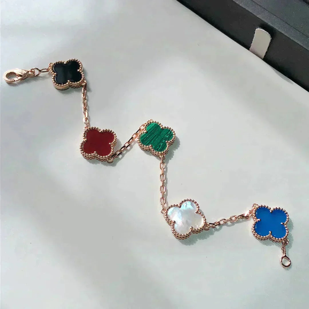 [RAFFINE]CLOVER 5 MOTIFS MULTICOLOR BRACELET