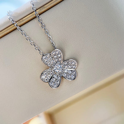 [RAFFINE]CLOVER DIAMOND NECKLACE SILVER