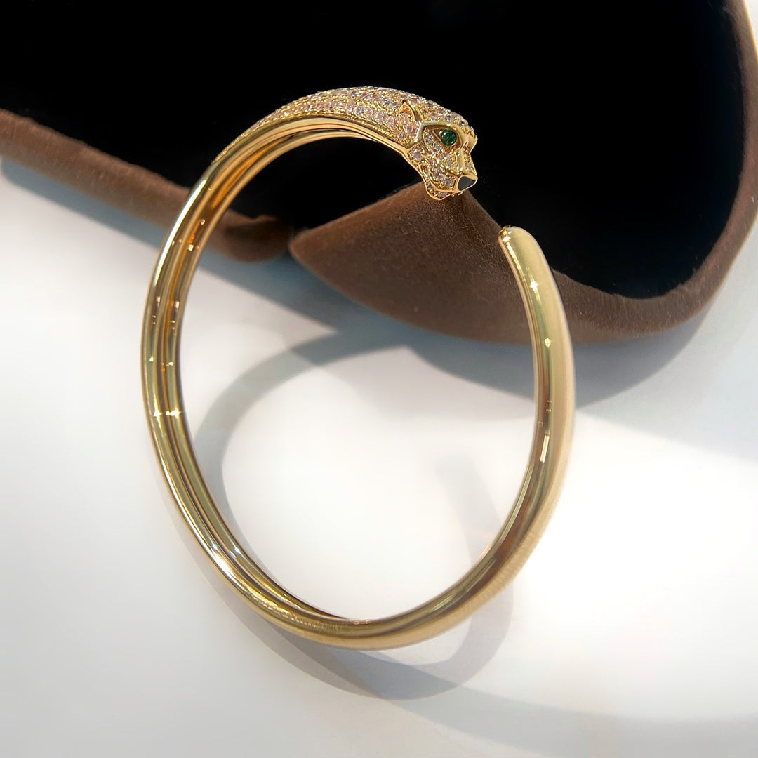 [RAFFINE]PANTHERE GOLD DIAMOND OPEN BRACELET