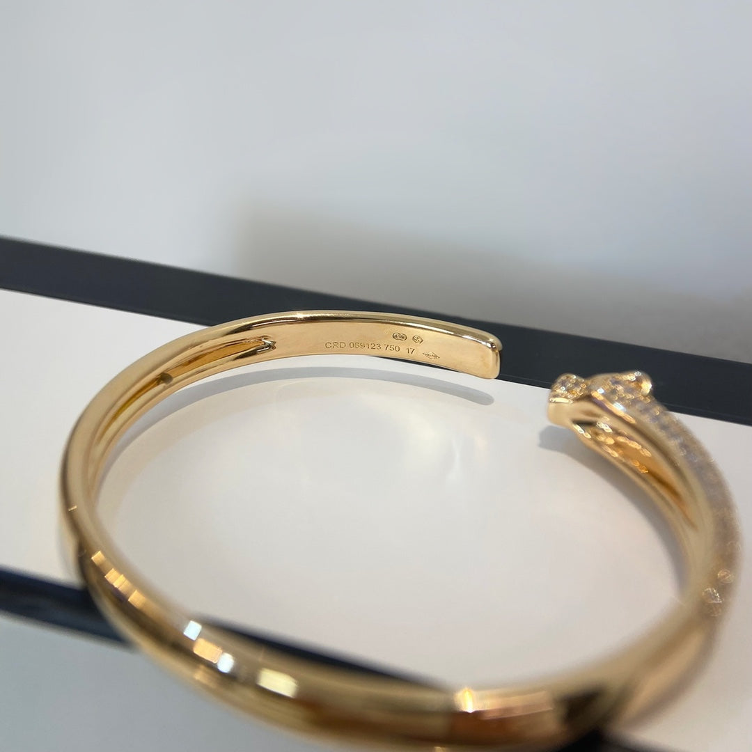[RAFFINE]PANTHERE GOLD DIAMOND OPEN BRACELET