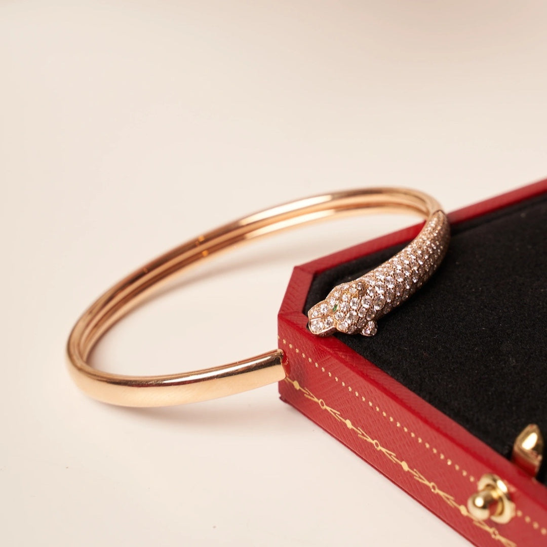 [RAFFINE]PANTHERE ROSE GOLD DIAMOND OPEN BRACELET