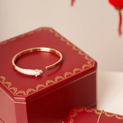 [RAFFINE]PANTHERE ROSE GOLD DIAMOND OPEN BRACELET
