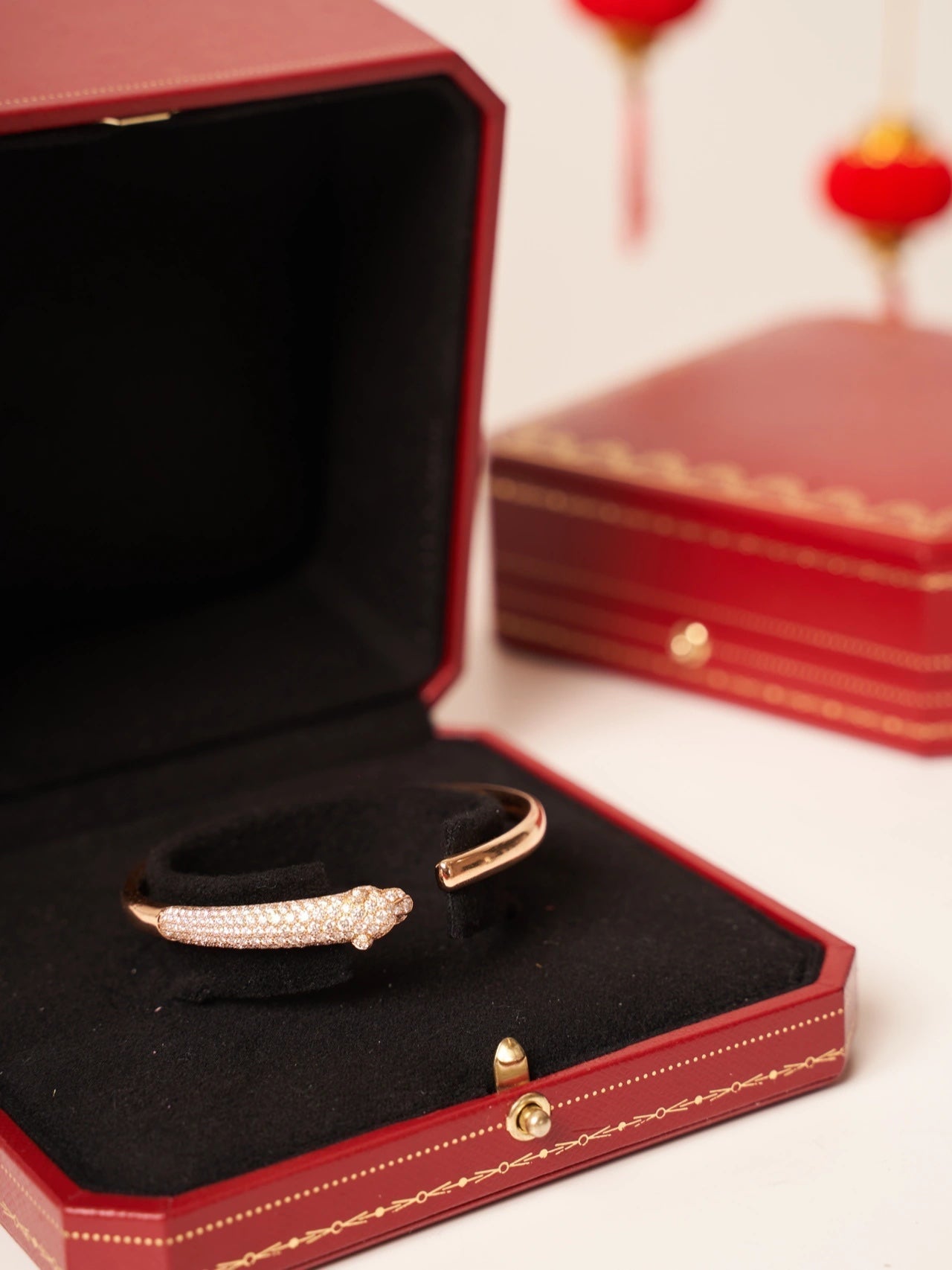 [RAFFINE]PANTHERE ROSE GOLD DIAMOND OPEN BRACELET