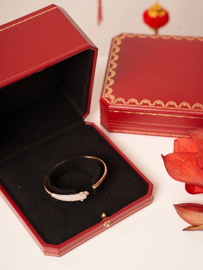 [RAFFINE]PANTHERE ROSE GOLD DIAMOND OPEN BRACELET