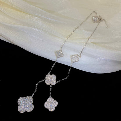 [RAFFINE]CLOVER 5 MOTIFS SILVER DIAMONDS NECKLACE