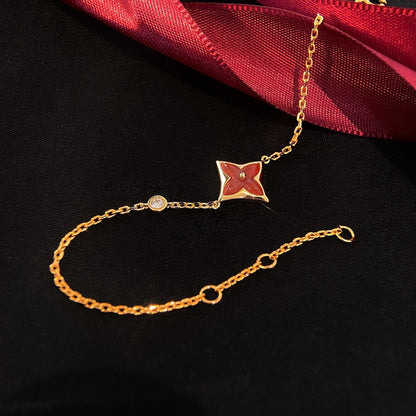 [RAFFINE]COLOR STAR CARNELIAN PINK GOLD DIAMOND BRACELET