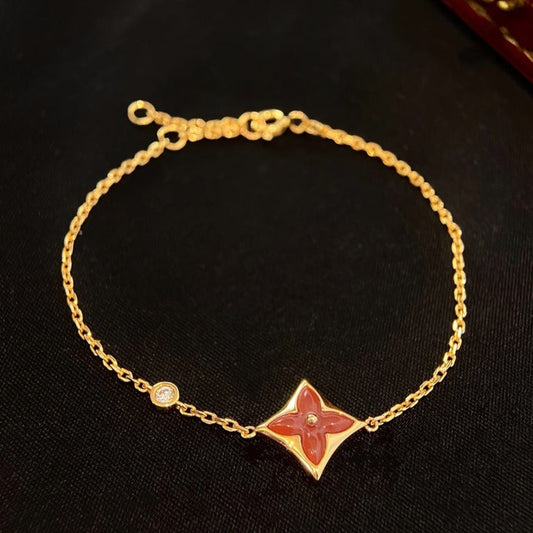 [RAFFINE]COLOR STAR CARNELIAN PINK GOLD DIAMOND BRACELET