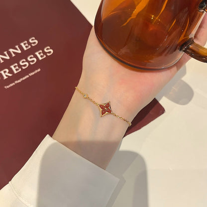 [RAFFINE]COLOR STAR CARNELIAN PINK GOLD DIAMOND BRACELET