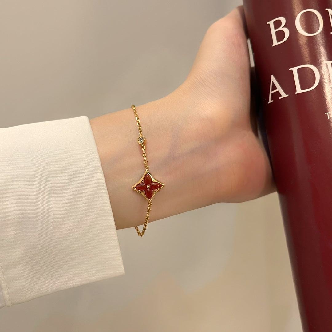 [RAFFINE]COLOR STAR CARNELIAN PINK GOLD DIAMOND BRACELET