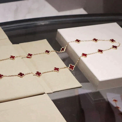 [RAFFINE]CLOVER 20 MOTIFS CARNELIAN NECKLACE